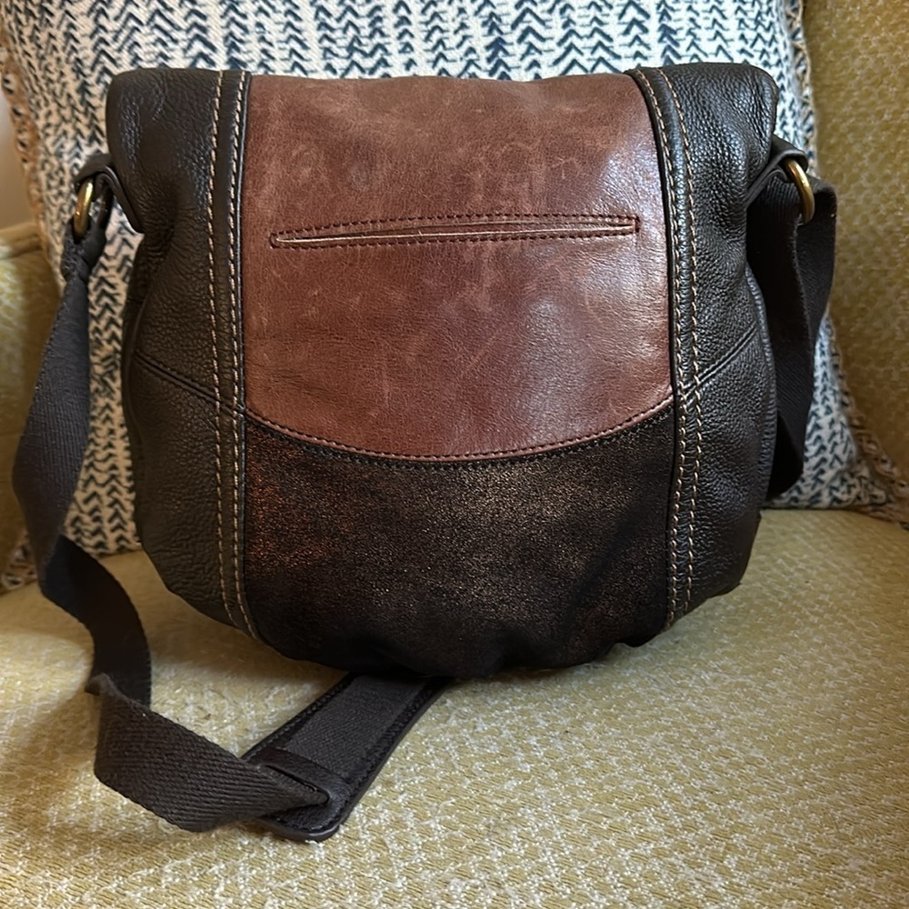 The Sak Indio Leather Patchwork Crossbody Bag - Black/Brown/Metallic Copper - Picture 6 of 15